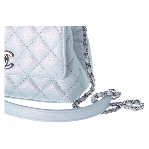Chanel Coco Handle Bag Quilted Caviar Extra Mini Iridescent Blue Rainbow HW - Picture 3 of 9